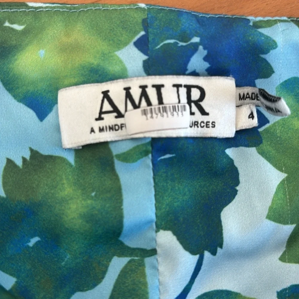 Amur $698 Edie Neck Tie Ruffle Blue Floral Maxi Dress - Picture 12 of 13